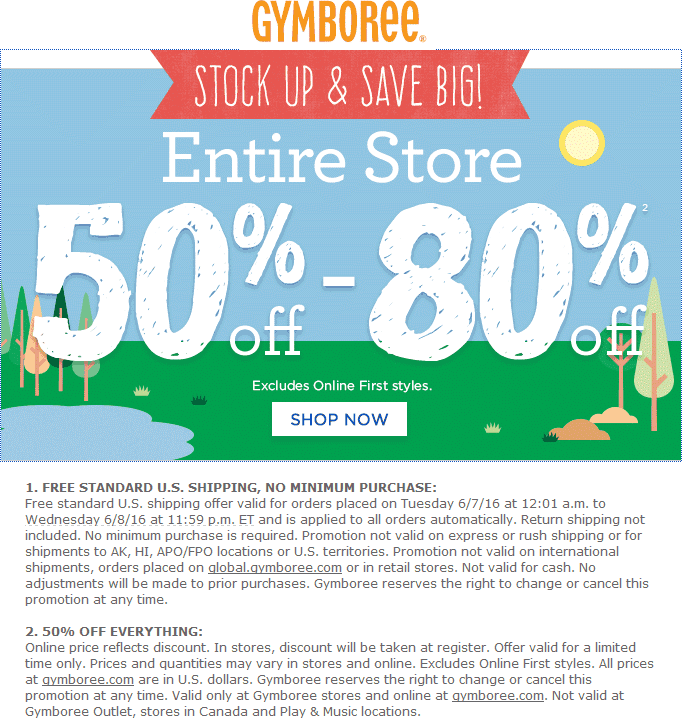 Gymboree Coupon May 2024 Everything is 50-80% off at Gymboree, ditto online