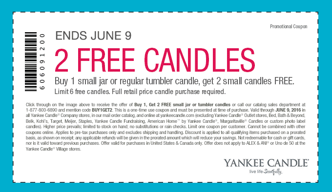 Yankee Candle Coupon April 2024 3-for-1 at Yankee Candle, or online via promo code BUY1GET2
