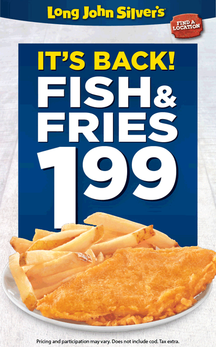 Long John Silvers Coupon April 2024 $2 fish & fries at Long John Silvers
