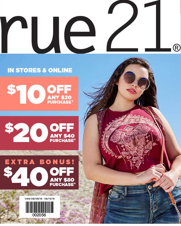 Rue21 Coupon April 2024 $10 off $20 & more at rue21, or online via promo code 002058