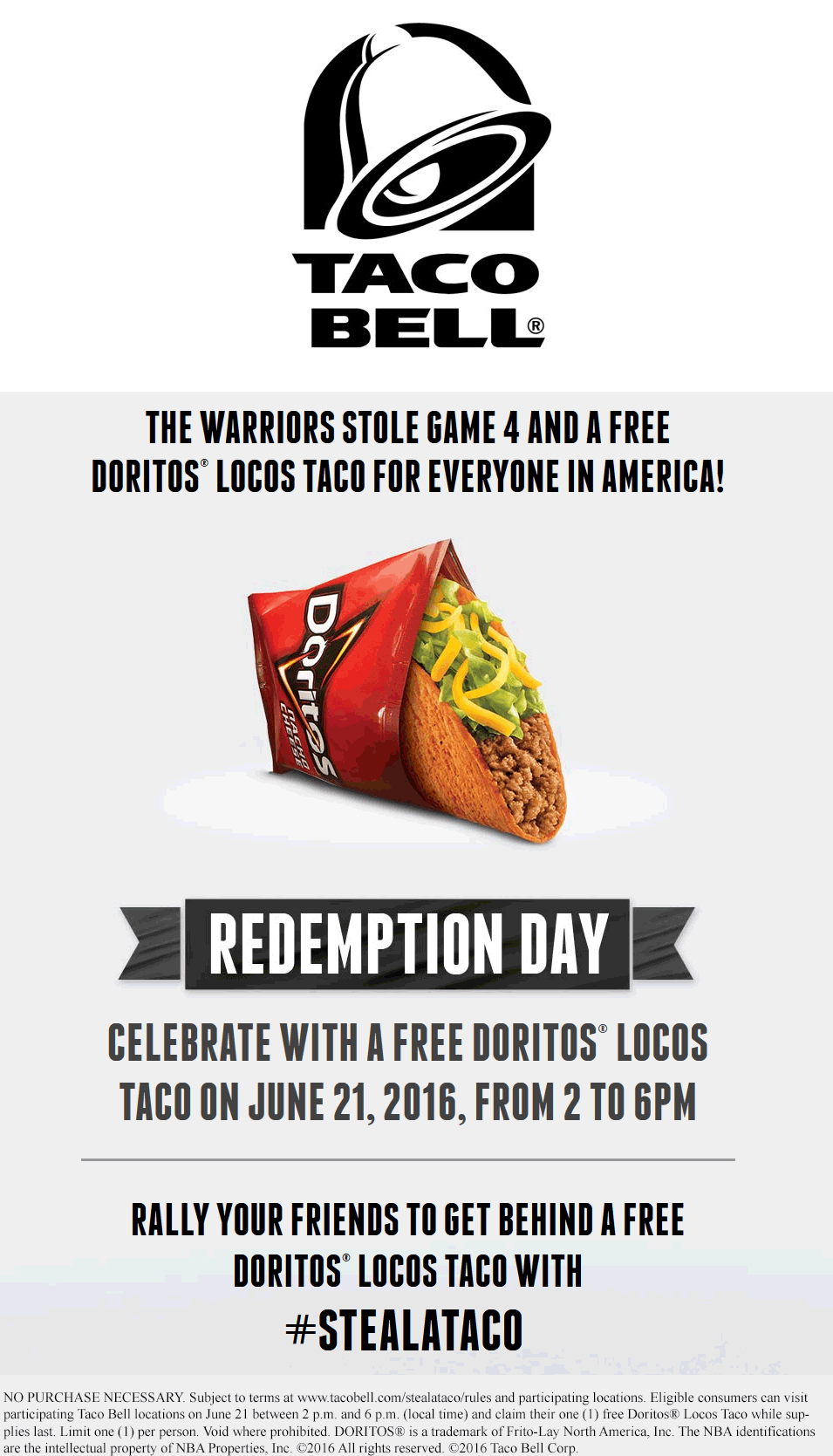 Taco Bell Coupon March 2024 Free Doritos loco taco 2-6p the 21st at Taco Bell