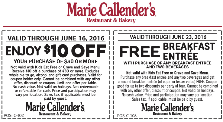 Marie Callenders Coupon May 2024 Second breakfast free & more at Marie Callenders restaurant & bakery