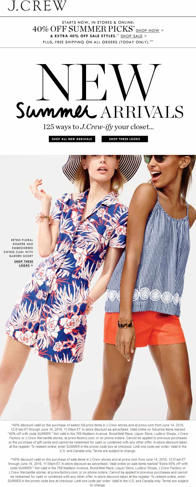 J.Crew Coupon March 2024 Extra 40% off sale items & more at J.Crew, or online via promo code SUMMER