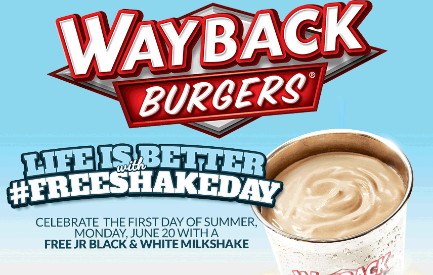 Wayback Burgers Coupon May 2024 Free shake today at Wayback Burgers