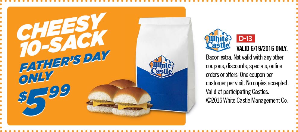 White Castle Coupon April 2024 10 pack of burgers for $6 bucks today at White Castle