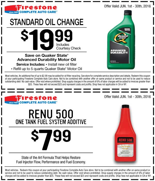 Firestone Coupon April 2024 $20 oil change at Firestone