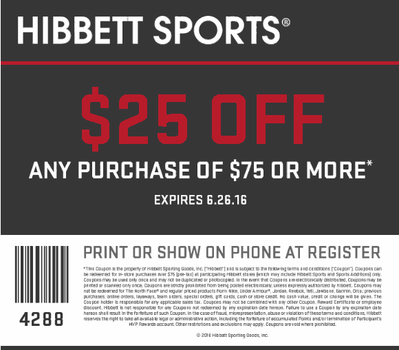 Hibbett Sports Coupon April 2024 $25 off $75 at Hibbett Sports