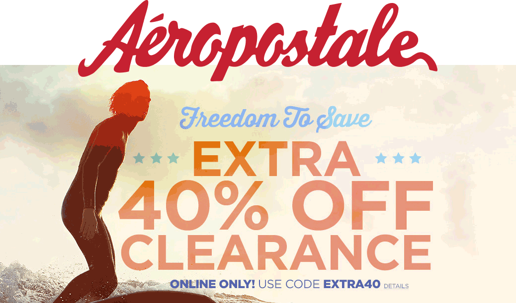 Aeropostale Coupon April 2024 Extra 40% off clearance online at Aeropostale via promo code EXTRA40