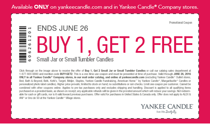 Yankee Candle Coupon April 2024 3-for-1 today at Yankee Candle, or online via promo code BUY1GET2