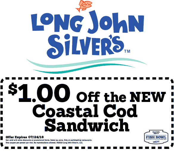 Long John Silvers Coupon April 2024 Shave a buck off a cod sandwich at Long John Silvers