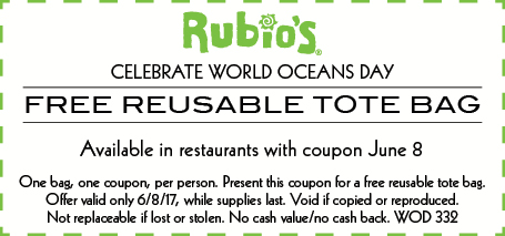 Rubios Coupon April 2024 Free tote bag Thursday at Rubios restaurants