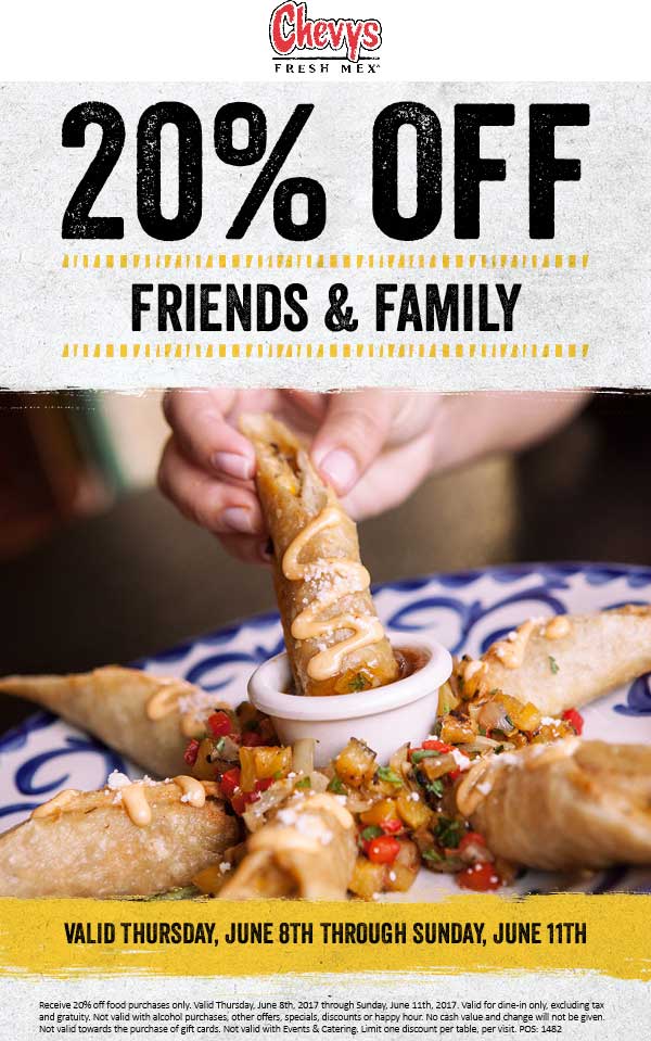 Chevys Coupon April 2024 20% off at Chevys Fresh Mex restaurants