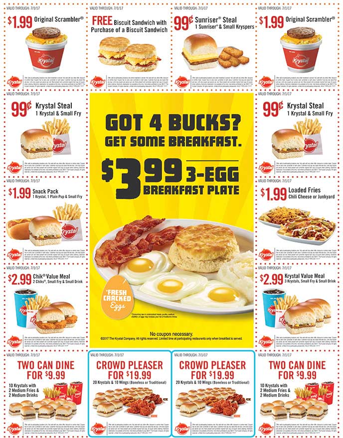 Krystal Coupon March 2024 Second biscuit sandwich free & more at Krystal