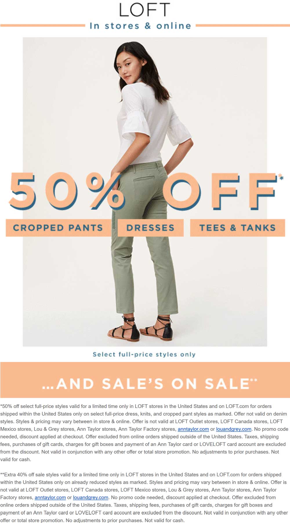LOFT Coupon April 2024 Extra 40% off sale items at LOFT, ditto online
