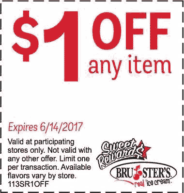 Brusters Coupon April 2024 Shave a buck off any item at Brusters ice cream