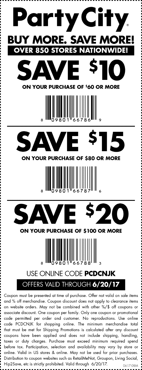 Party City Coupon May 2024 $10 off $60 & more at Party City, or online via promo code PCDCNJK