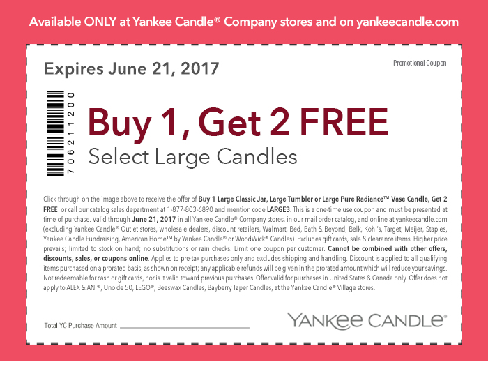 Yankee Candle Coupon April 2024 3-for-1 on large candles today at Yankee Candle, or online via promo code LARGE3