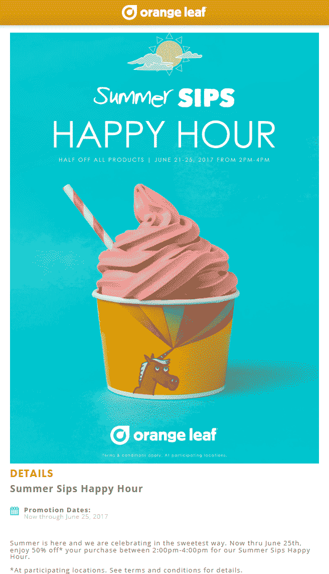 Orange Leaf coupons & promo code for [May 2024]