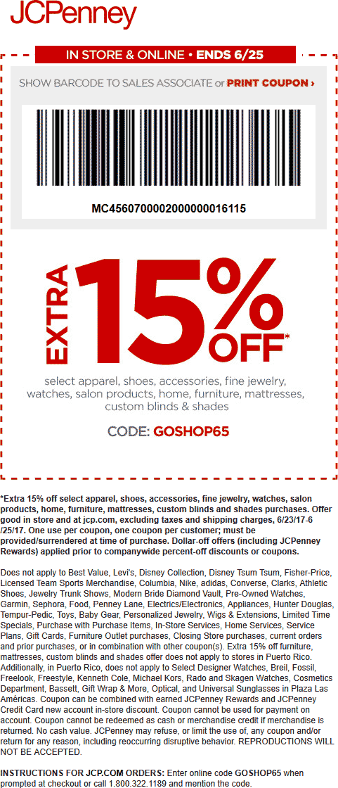 JCPenney Coupon March 2024 Extra 15% off today at JCPenney, or online via promo code GOSHOP65
