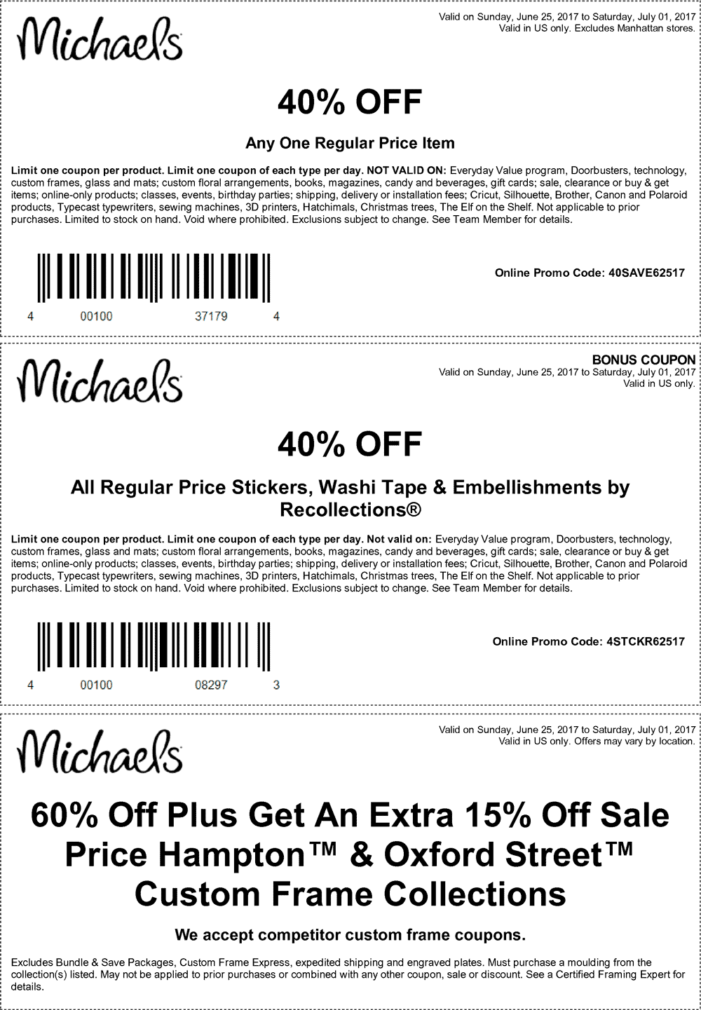 Michaels Coupon March 2024 40% off a single item at Michaels, or online via promo code 40SAVE62517