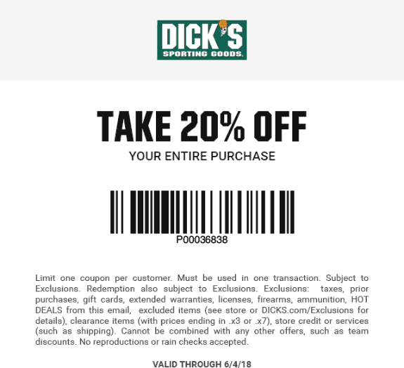 Dicks Coupon March 2024 20% off at Dicks sporting goods