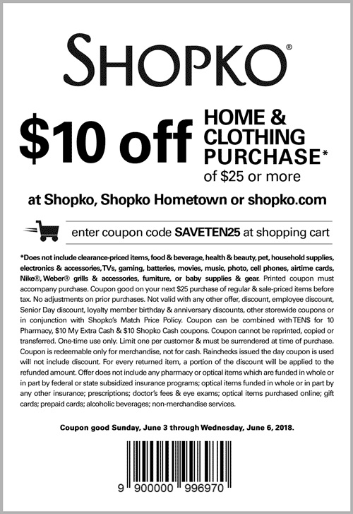 Shopko Coupon March 2024 $10 off $25 at Shopko, or online via promo code SAVETEN25