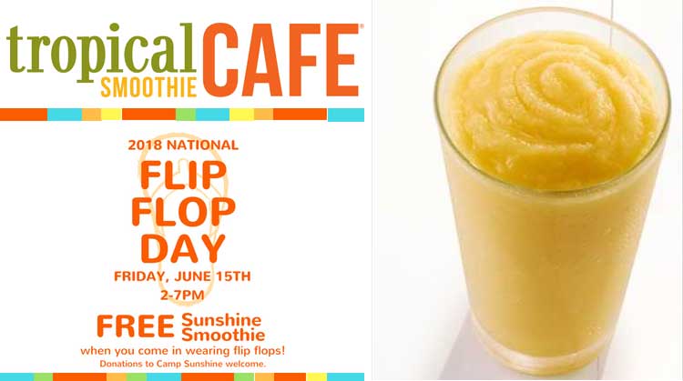 Tropical Smoothie Cafe Coupon April 2024 Free sunshine smoothie the 15th at Tropical Smoothie Cafe