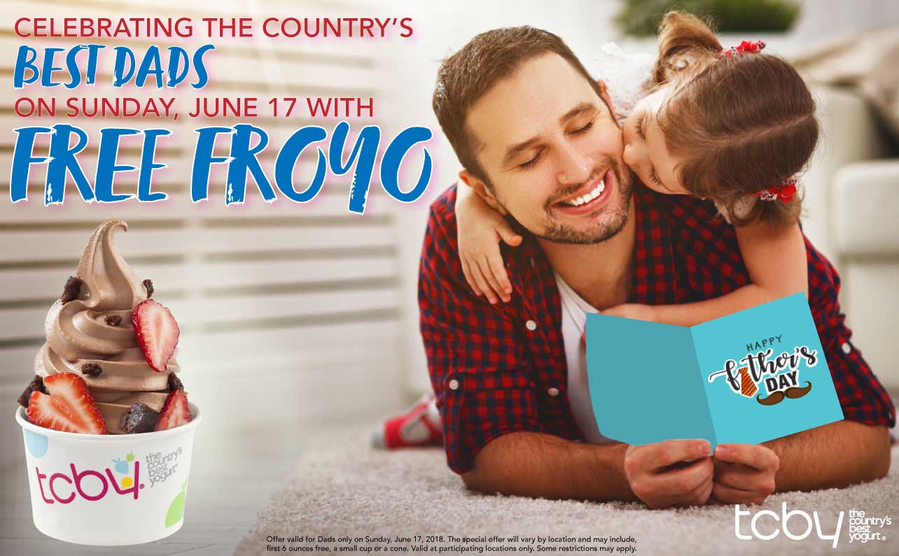 TCBY Coupon April 2024 Free frozen yogurt for Dad the 17th at TCBY