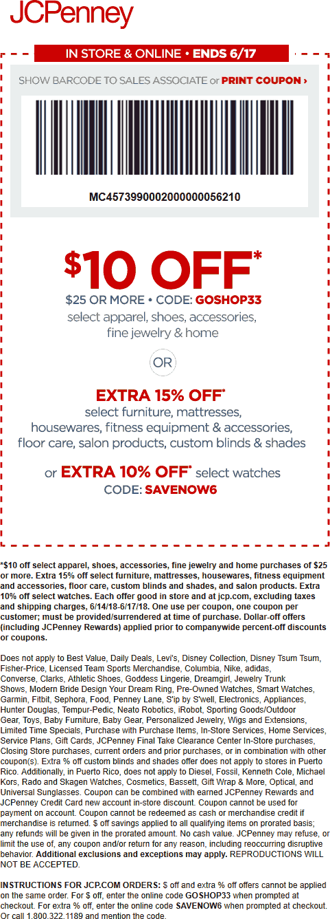 JCPenney Coupon April 2024 $10 off $25 at JCPenney, or online via promo code GOSHOP33