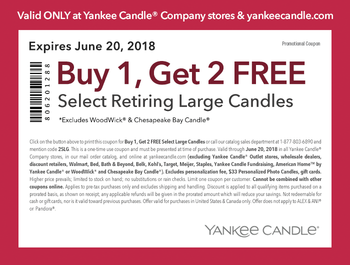 Yankee Candle Coupon April 2024 3-for-1 on various large candles today at Yankee Candle, or online via promo code 2SLG