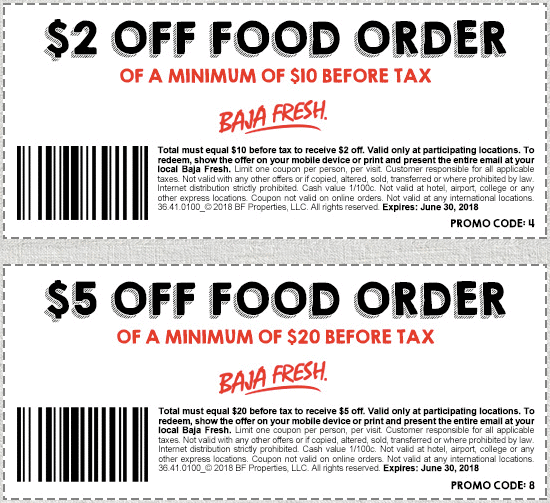 Baja Fresh coupons & promo code for [May 2024]