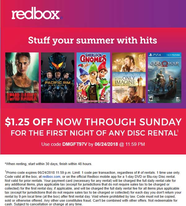 Redbox coupons & promo code for [May 2024]
