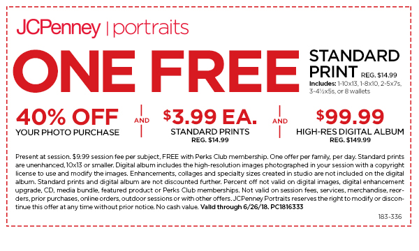 JCPenney Coupon April 2024 Free $15 print with $10 spent + 40% off at JCPenney portraits