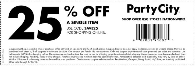 Party City Coupon April 2024 25% off at Party City, or online via promo code SAVE25