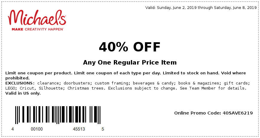 40% Off In December 2023, Michaels Coupons