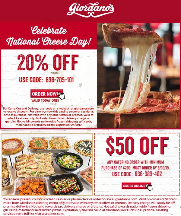Giordanos October 2020 Coupons and Promo Codes 🛒