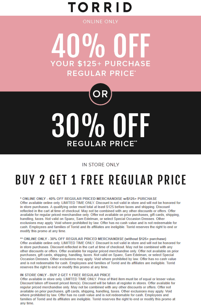 Torrid coupons & promo code for [January 2022]
