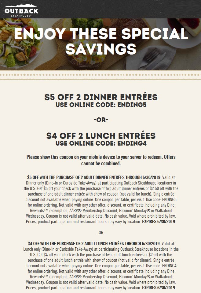 Outback Steakhouse July 2020 Coupons And Promo Codes