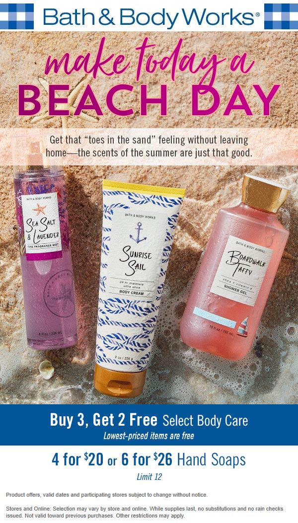 Bath & Body Works stores Coupon  5-for-3 at Bath & Body Works, ditto online #bathbodyworks