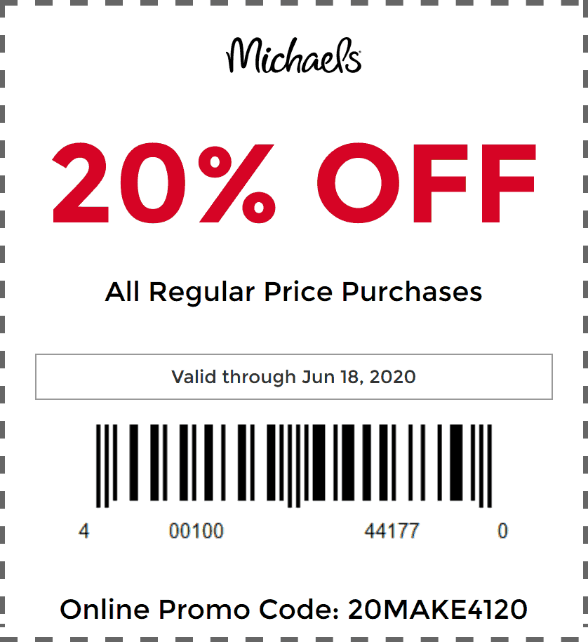Michaels stores Coupon  20% off at Michaels, or online via promo code 20MAKE4120 #michaels