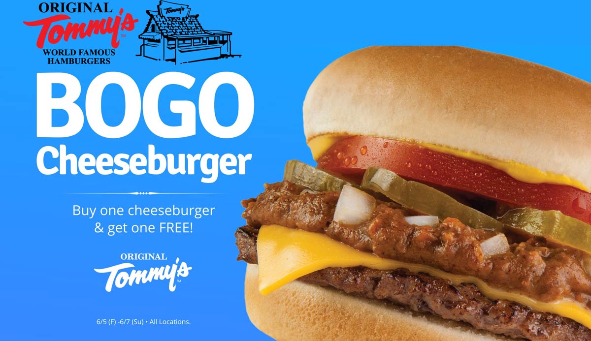 Original Tommys stores Coupon  Second cheeseburger free at Original Tommys #originaltommys