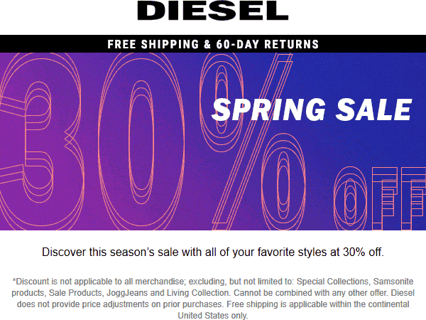 Diesel stores Coupon  30% off at Diesel #diesel