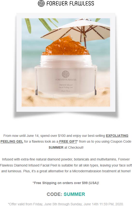 Forever Flawless stores Coupon  Free peeling gel with $100 spent at Forever Flawless via promo code SUMMER #foreverflawless