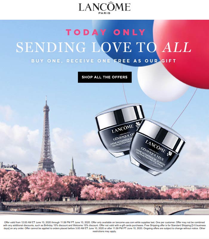 Lancome stores Coupon  Second makeup item free today at Lancome #lancome