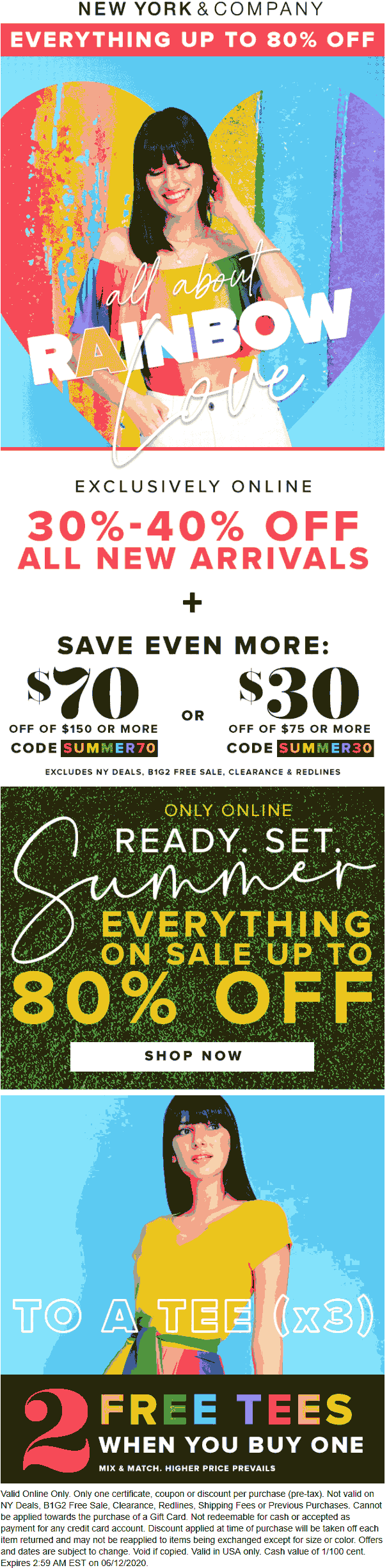 30 off 75 & more today at New York & Company via promo code SUMMER30