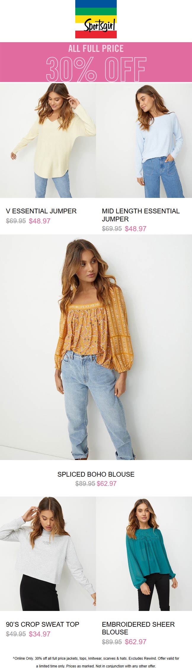 30 off everything online at Sportsgirl sportsgirl The Coupons App®