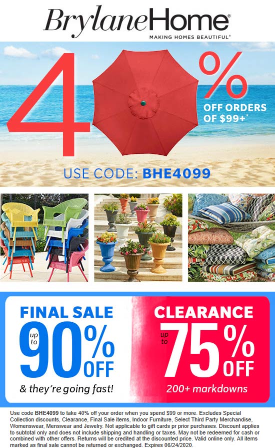 Extra 40 Off 99 At Brylane Home Catalog Via Promo Code BHE4099   June 2020 163 Brylanehome Coupon 10700 