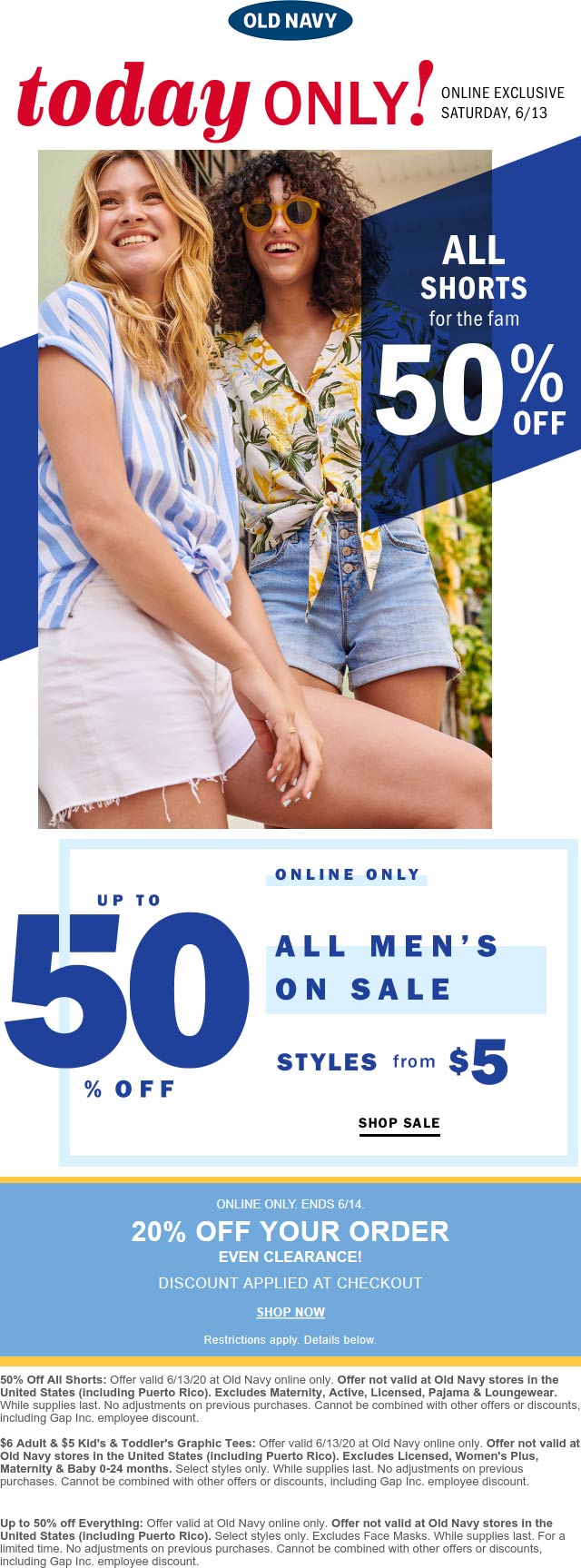 Old Navy stores Coupon  50% off all shorts & mens today at Old Navy #oldnavy