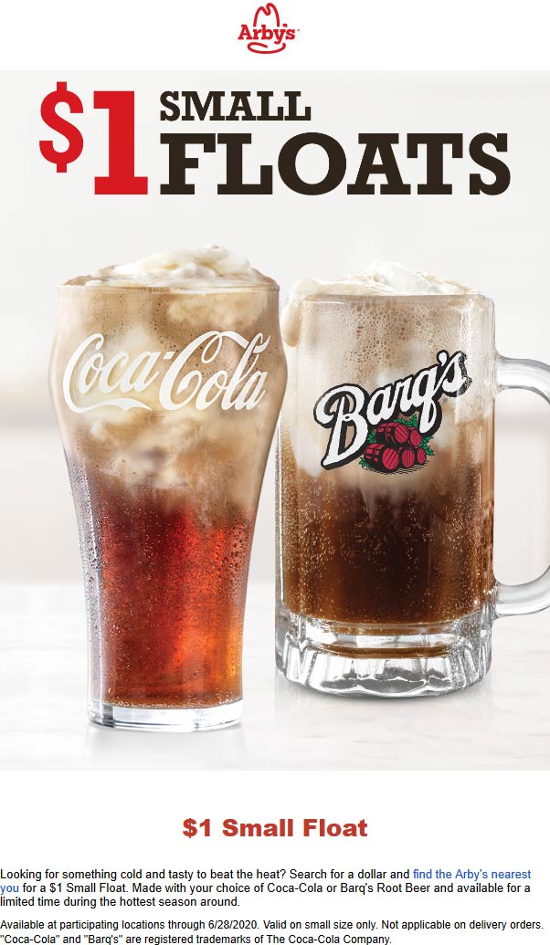 1 root beer float drinks at Arbys restaurants arbys The Coupons App®