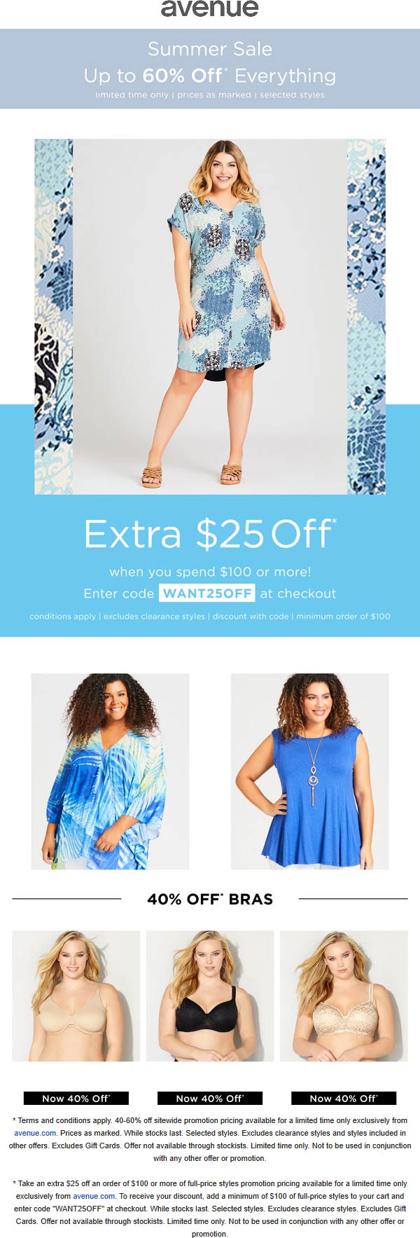 Extra 25 off 100 at Avenue via promo code WANT25OFF avenue The